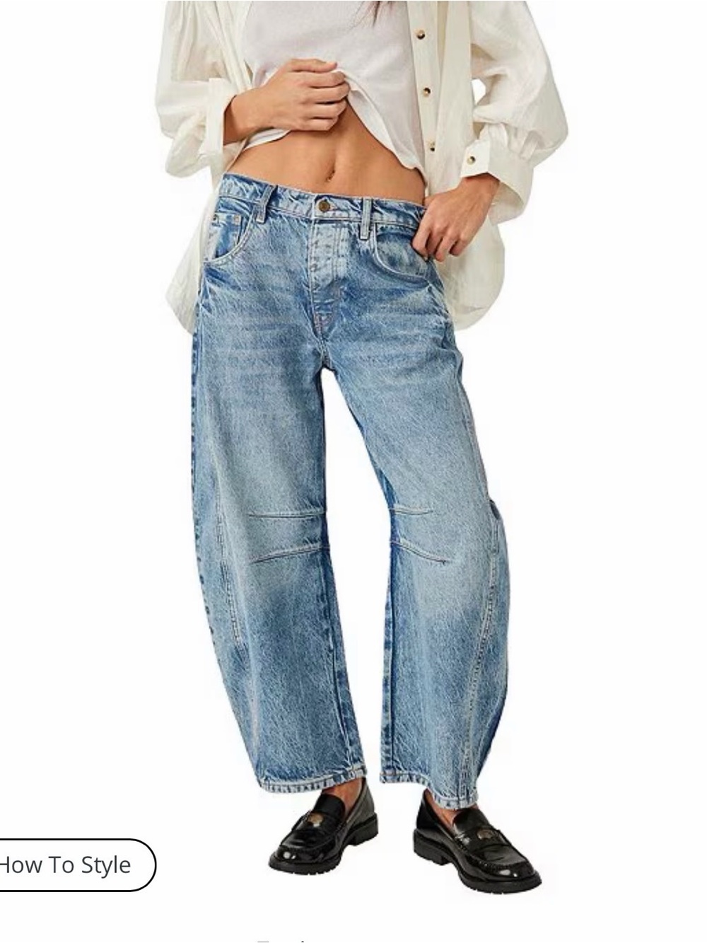 We The Free Good Luck Mid-Rise Wide Leg Barrel Jeans 26 (Color-Ultra Light Beam)